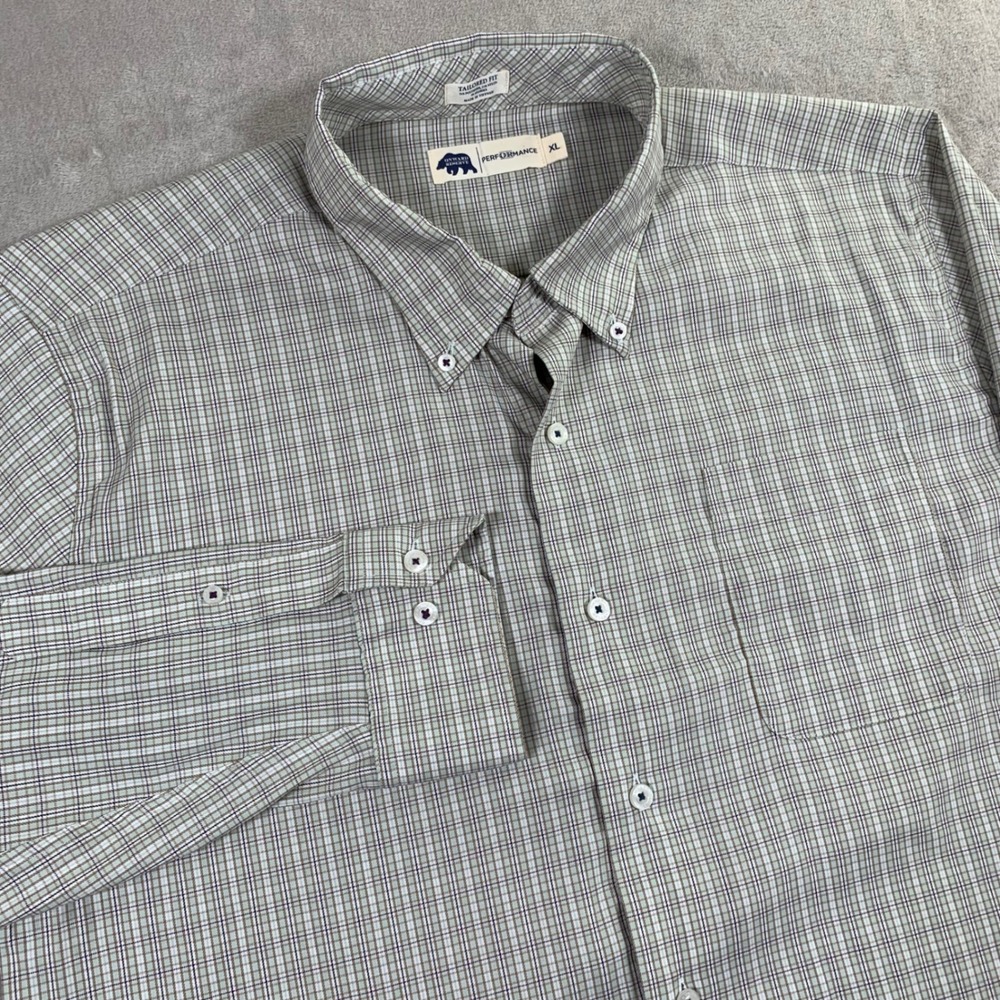Onward Reserve Button Down Shirt Mens XL Green Plaid Performance Tailored Fit